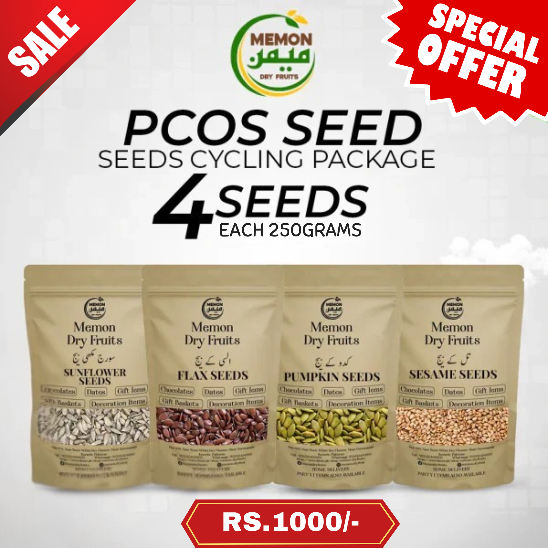 PCOS Seed Cycling Four Seeds Package